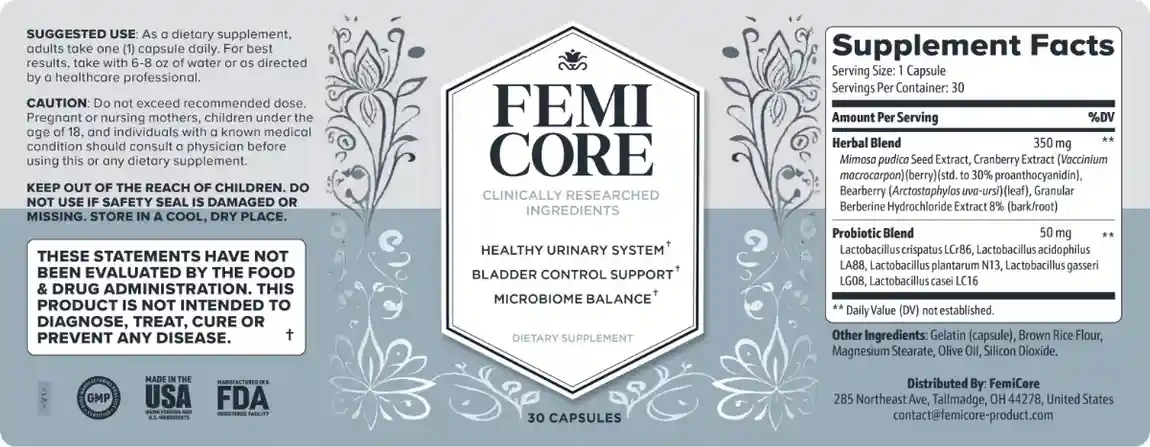 femicore-supplement-fact